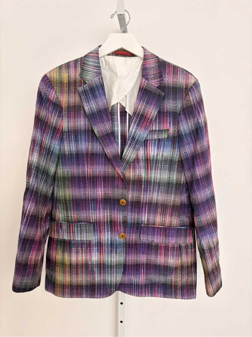 Robert Graham Multicolor Plaid Jacket with Purple & Red Accents